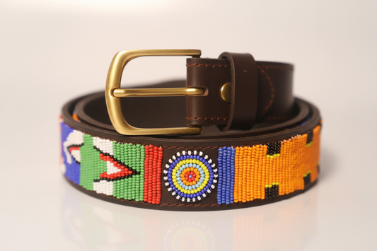 Beaded leather belt