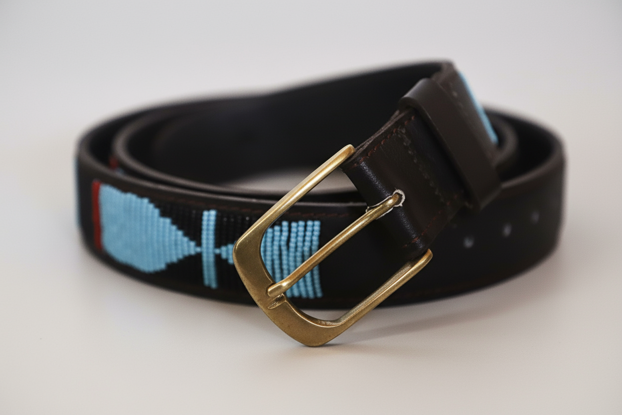 Beaded leather belt