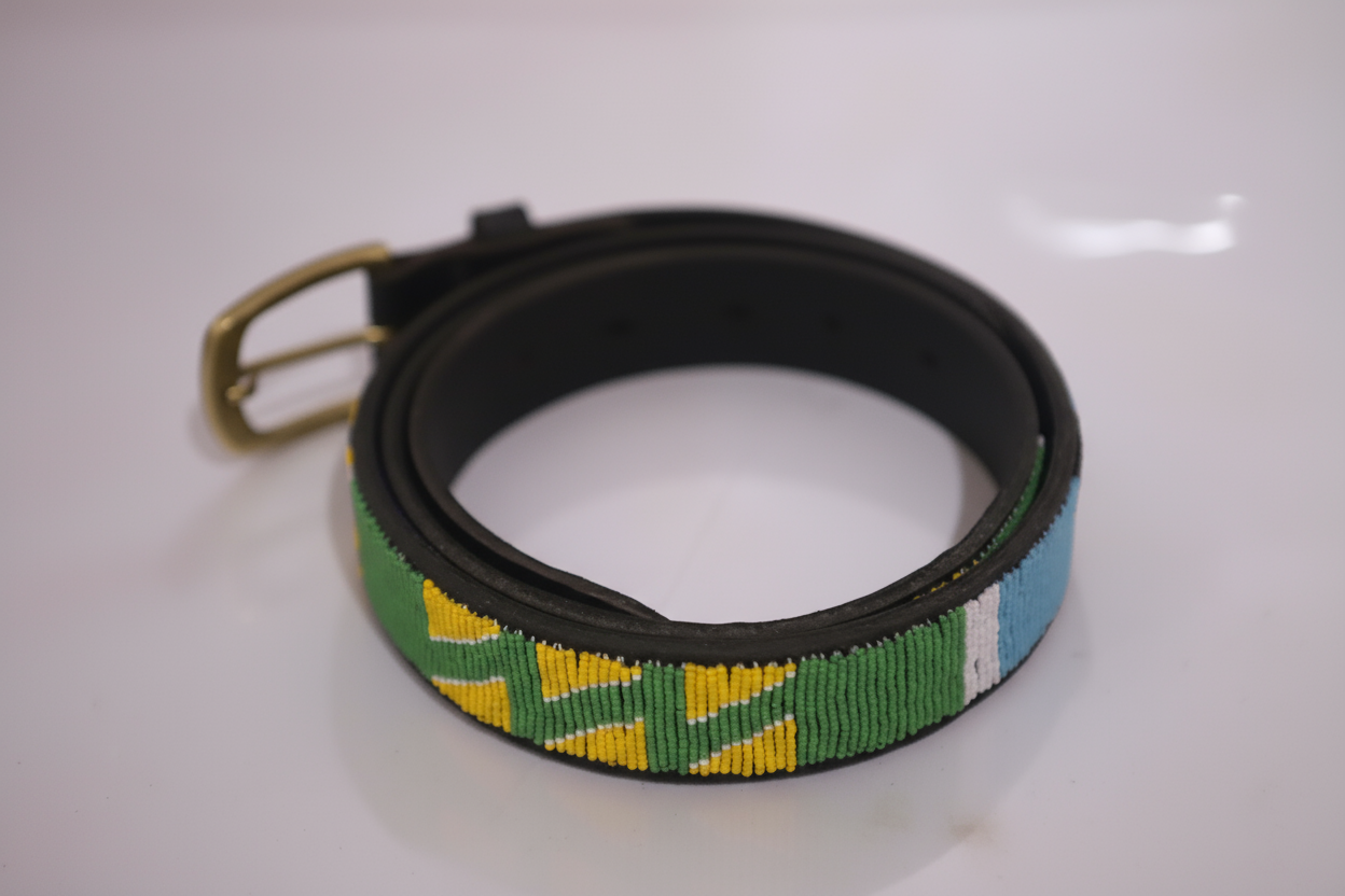 Beaded leather belt