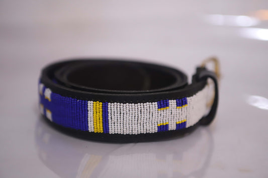 Beaded leather belt