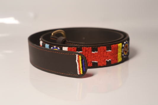 Beaded leather belt
