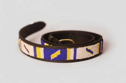 Beaded leather belt