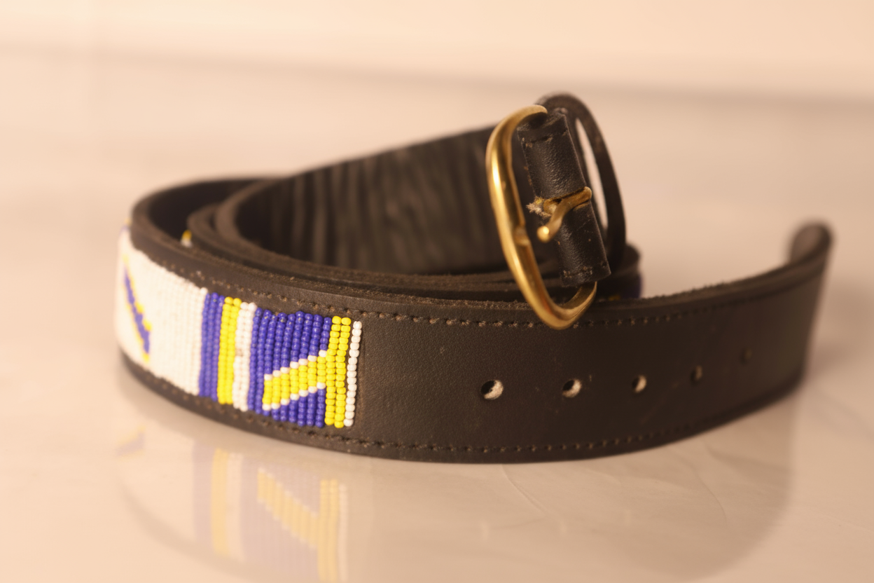 Beaded leather belt